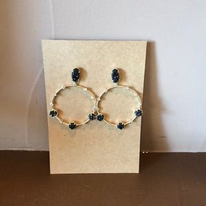 Black druzy Kendra Scott gold tone hoops
